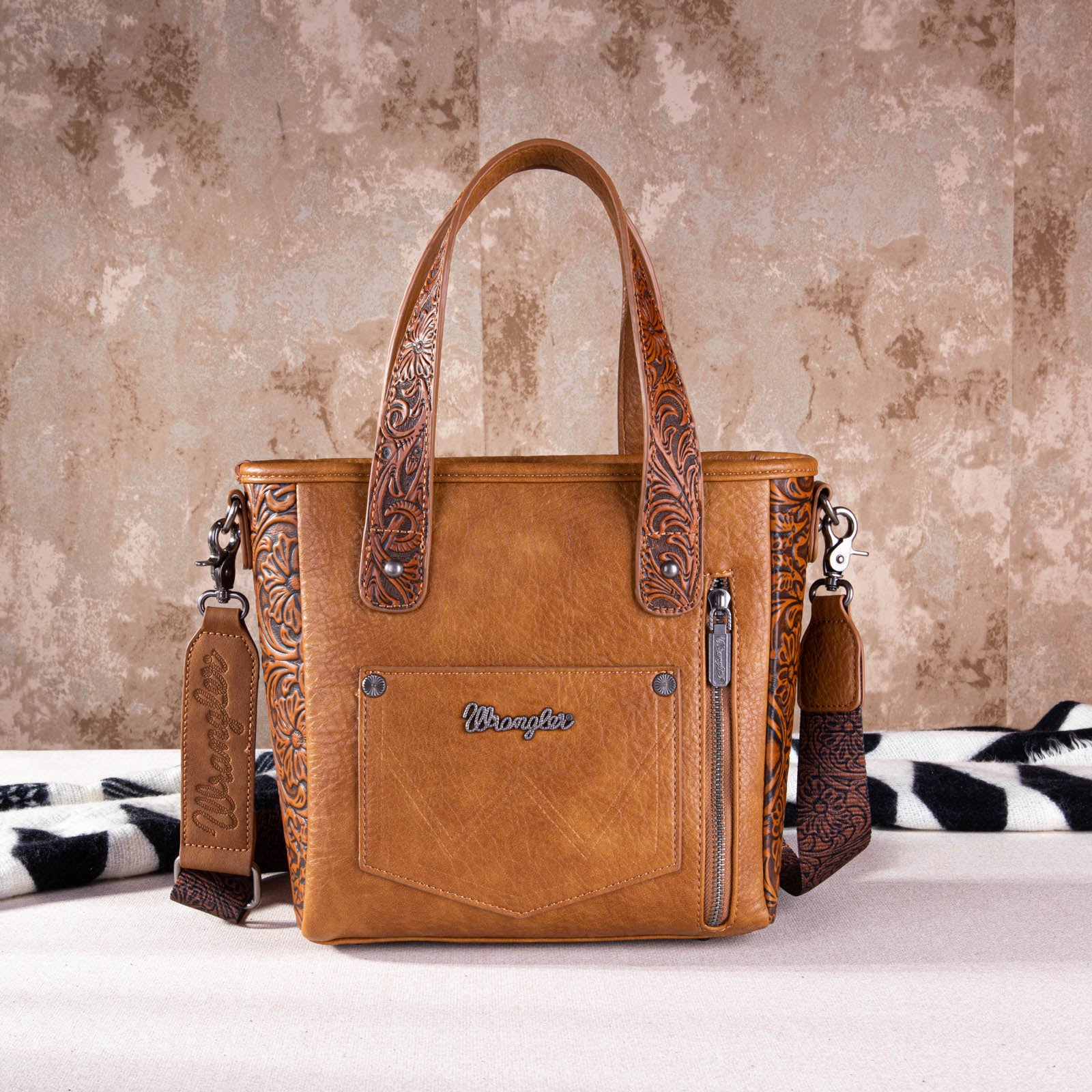 Wrangler Cowhide Fringe Concealed Carry Tote