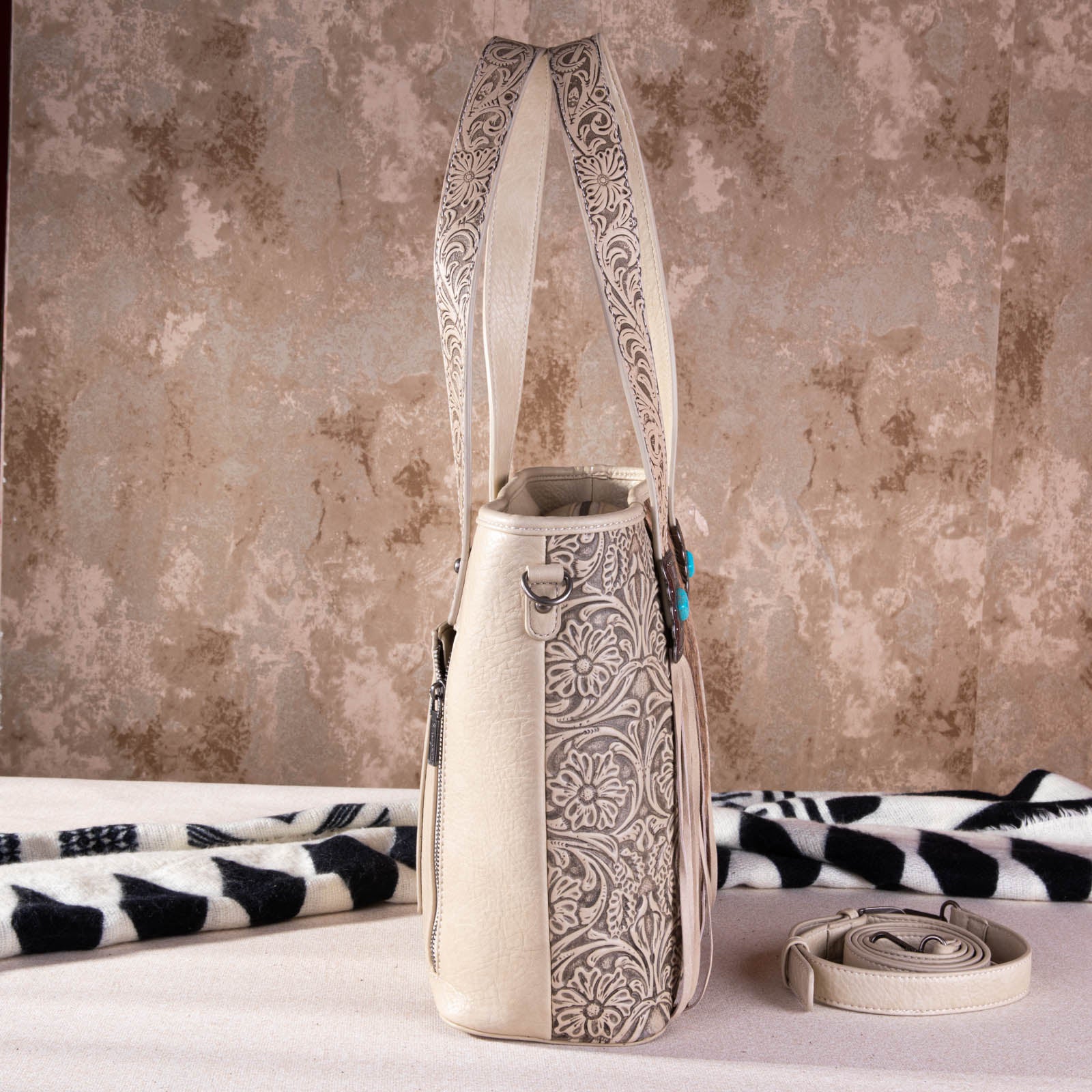 Wrangler Cowhide Fringe Concealed Carry Tote