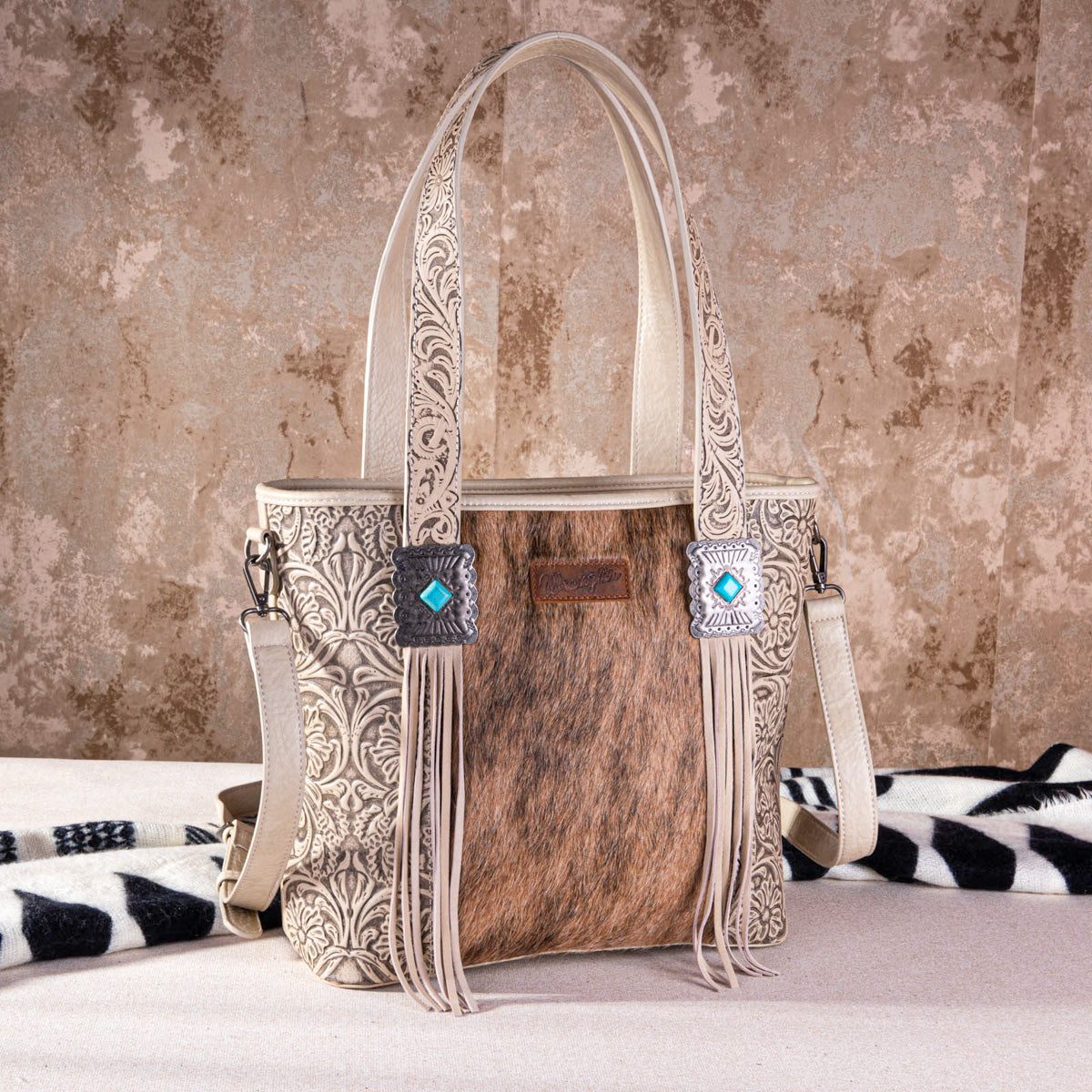 Wrangler Cowhide Fringe Concealed Carry Tote