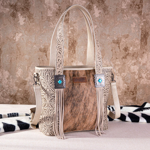 Wrangler Cowhide Fringe Concealed Carry Tote