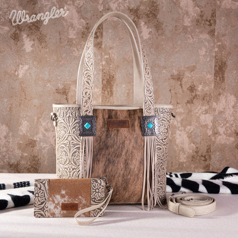 Wrangler Cowhide Fringe Concealed Carry Tote