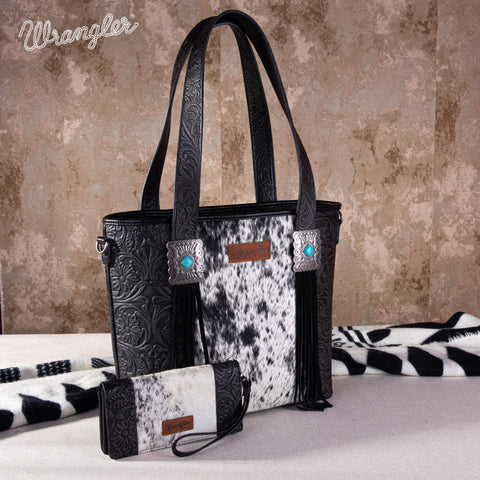 Wrangler Cowhide Fringe Concealed Carry Tote
