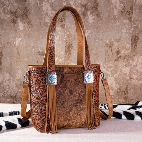 Wrangler Cowhide Fringe Concealed Carry Tote