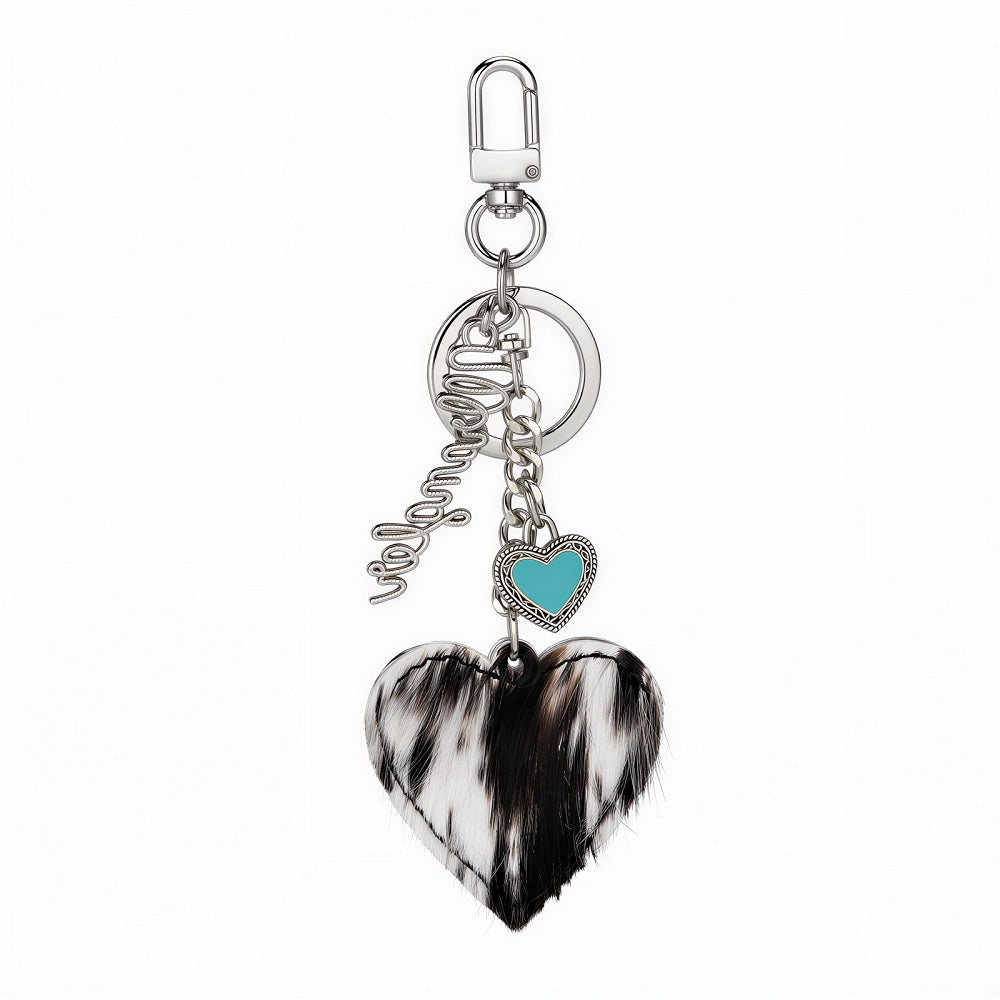Wrangler Cowhide Heart Bag Charm