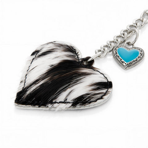 Wrangler Cowhide Heart Bag Charm