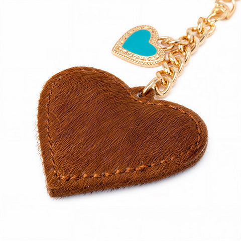 Wrangler Cowhide Heart Bag Charm