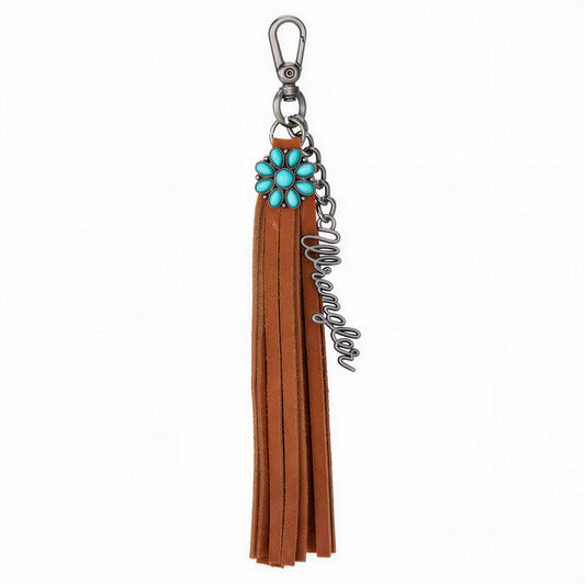 Wrangler Turquoise Fringe Suede Bag Charm