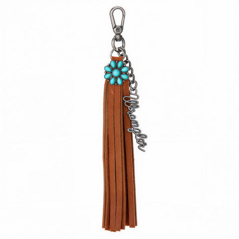 Wrangler Turquoise Fringe Suede Bag Charm