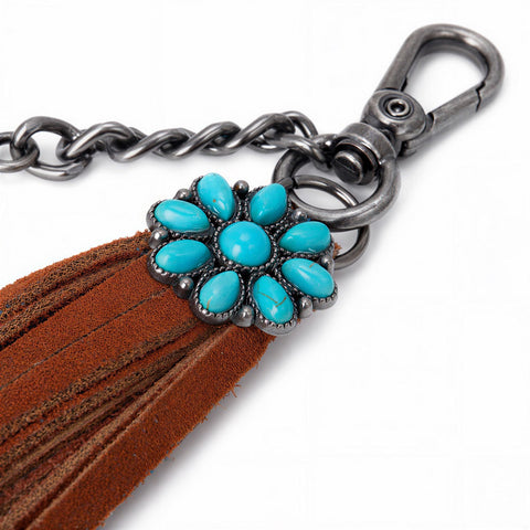 Wrangler Turquoise Fringe Suede Bag Charm