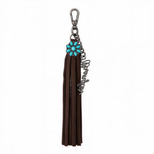 Wrangler Turquoise Fringe Suede Bag Charm