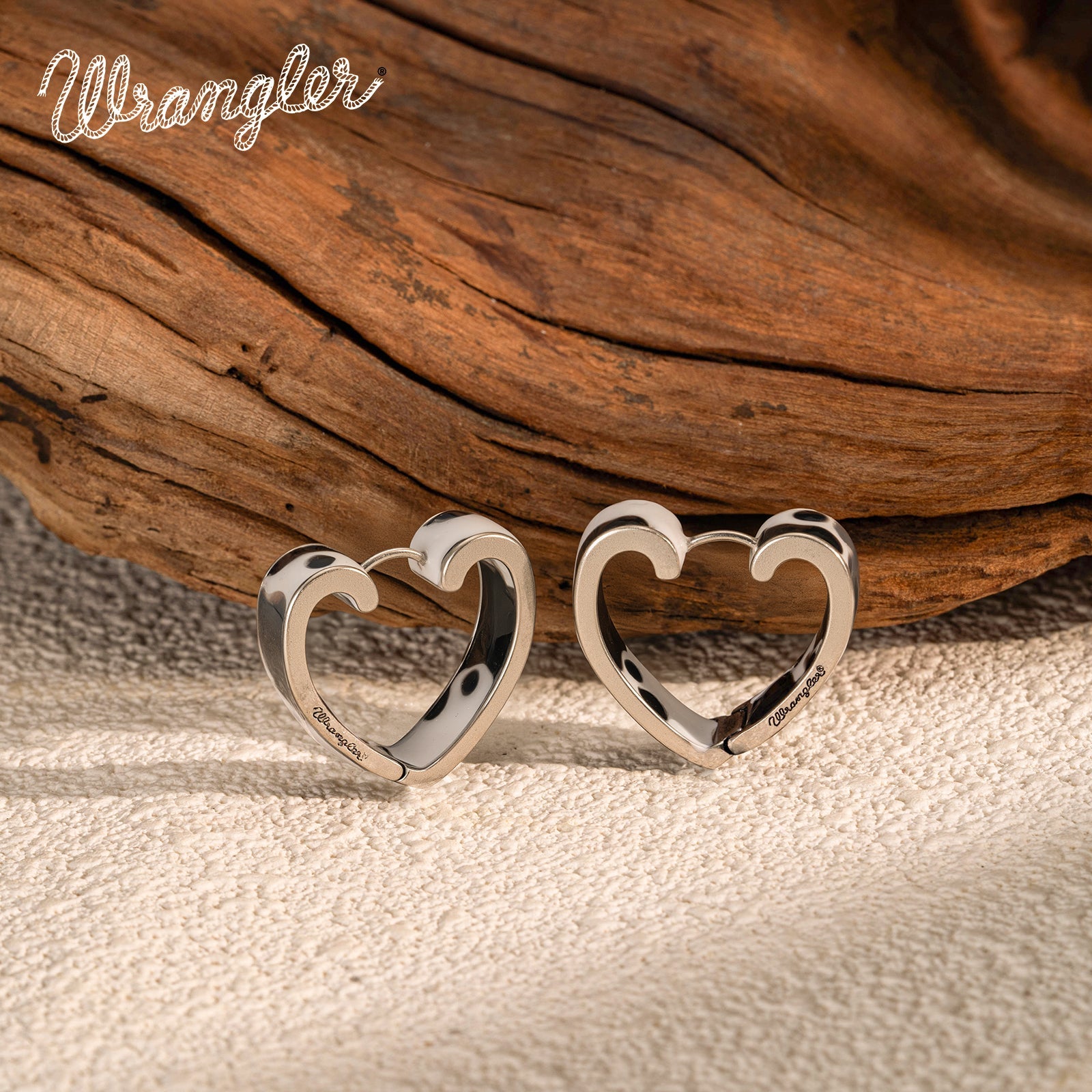 Wrangler Cow Print Open Heart Shape  Earrings
