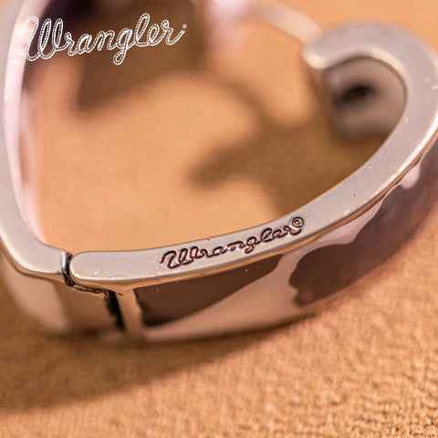 Wrangler Cow Print Open Heart Shape  Earrings