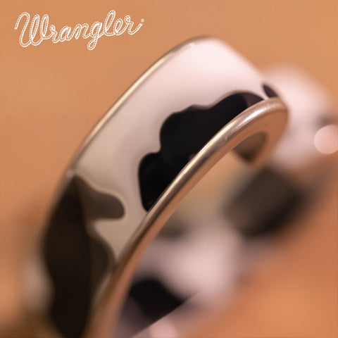Wrangler Cow Print Open Heart Shape  Earrings
