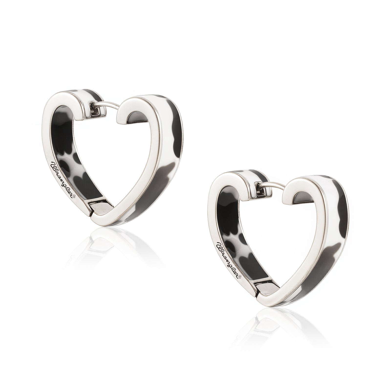 Wrangler Cow Print Open Heart Shape  Earrings