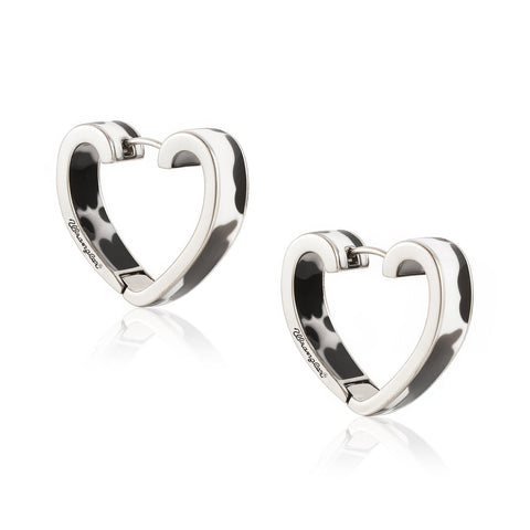 Wrangler Cow Print Open Heart Shape  Earrings