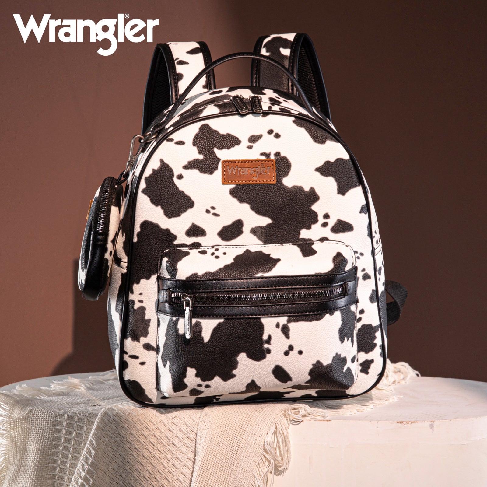 north face cow print backpack Cow print with black trim Wrangler Mini Backpack Cute Cow