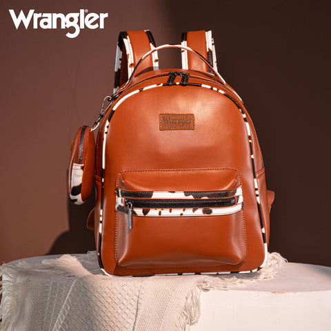 Wrangler Cow Print Decorated Zipper Backpack