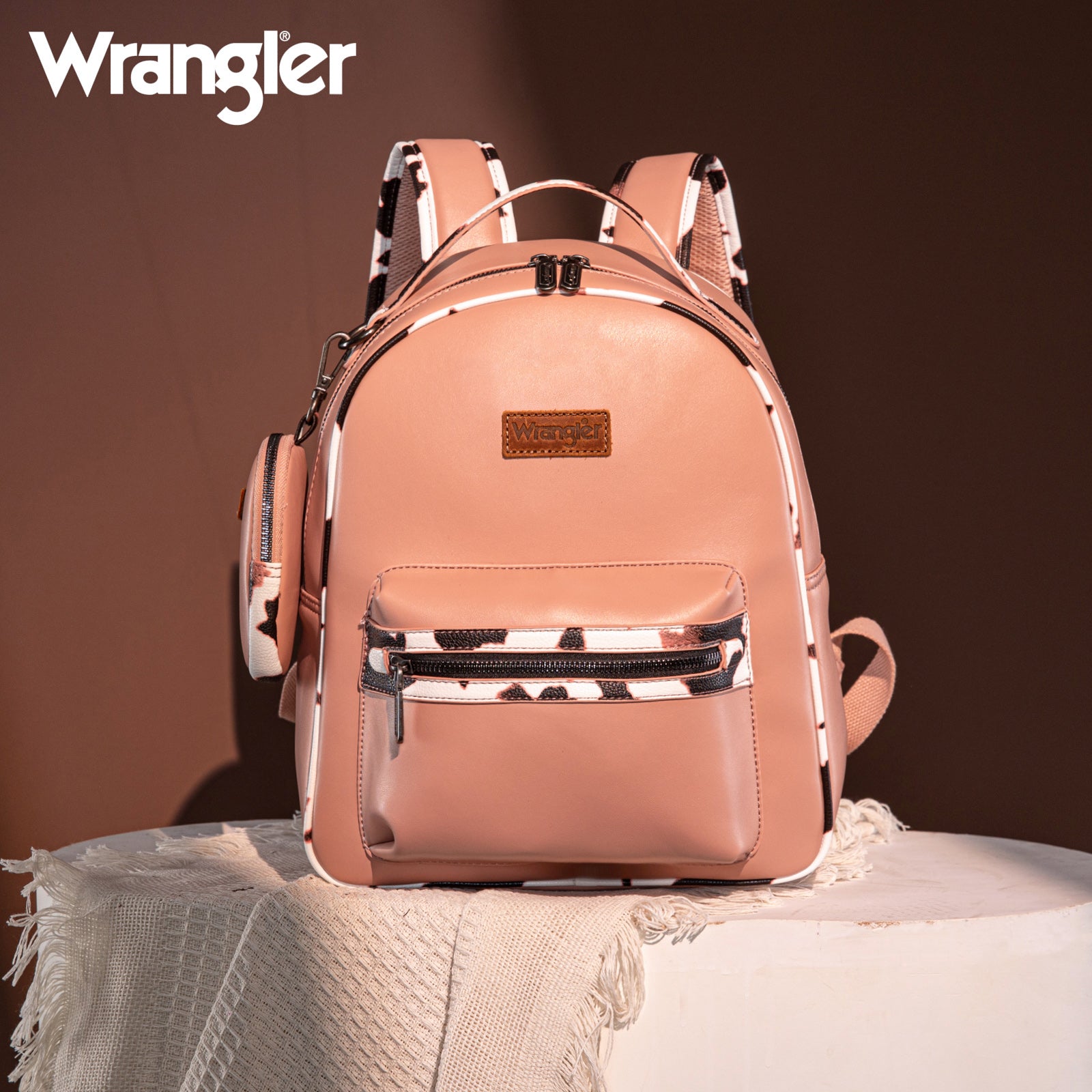 Wrangler Cow Print Decorated Zipper Backpack