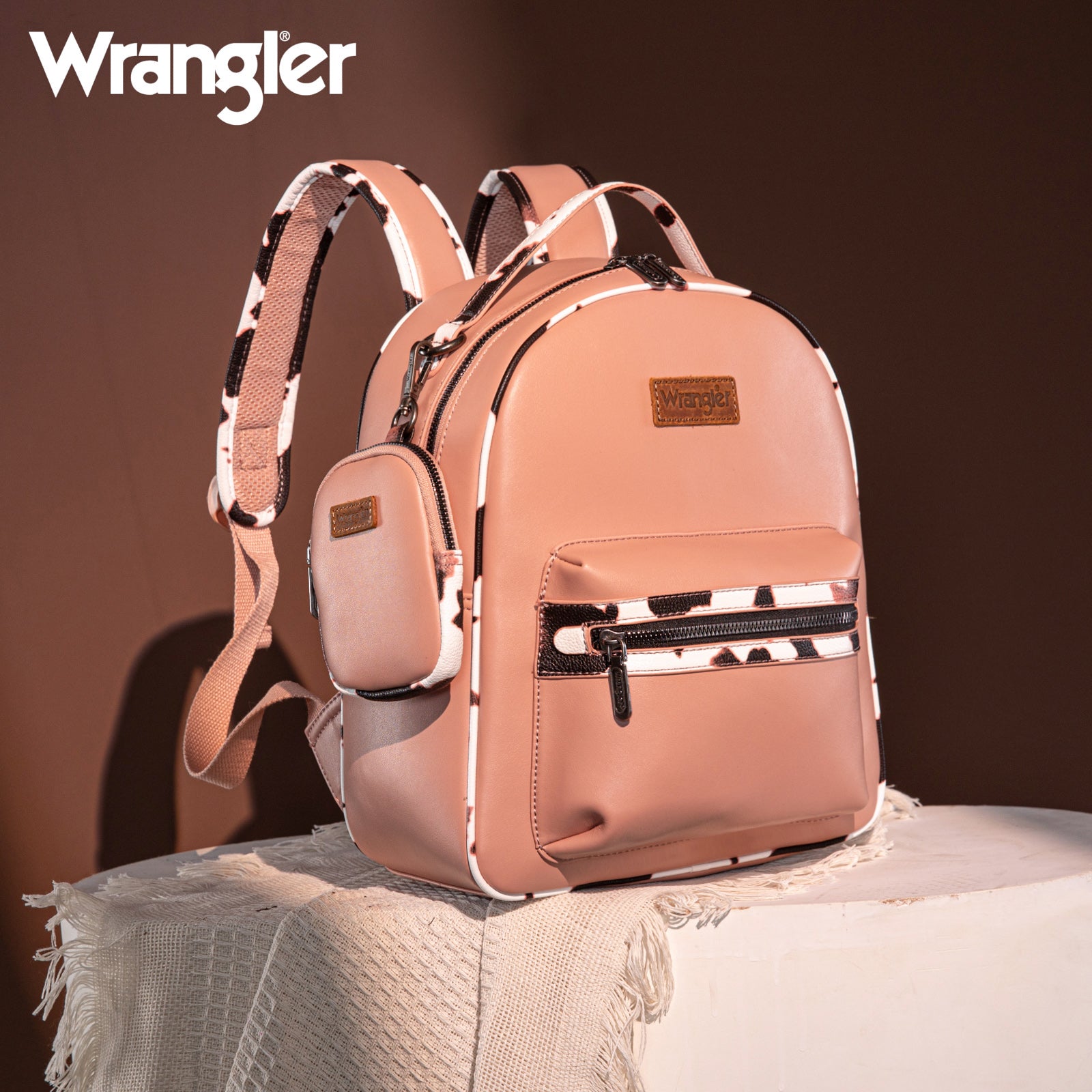 Wrangler Cow Print Decorated Zipper Backpack