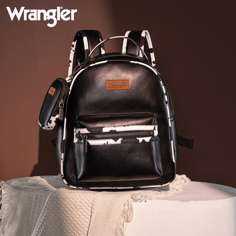 Wrangler Cow Print Decorated Zipper Backpack