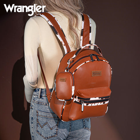 Wrangler Cow Print Decorated Zipper Backpack