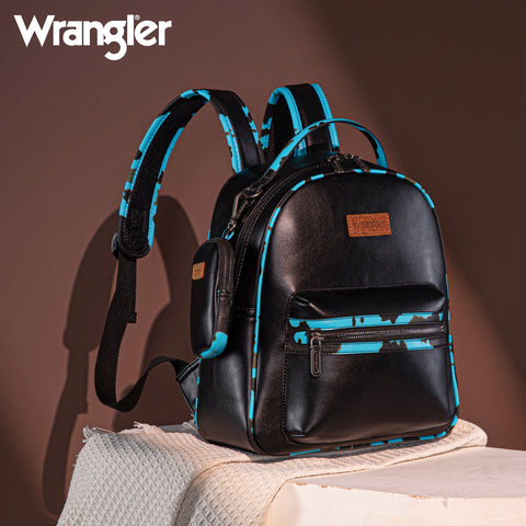 Wrangler Cow Print Decorated Zipper Backpack