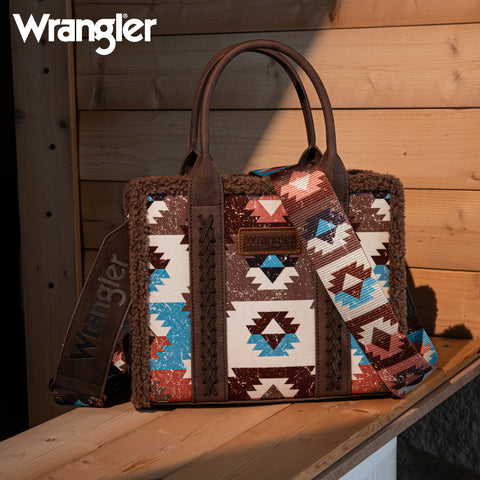 Wrangler Aztec Sherpa Trim Crossbody Purse