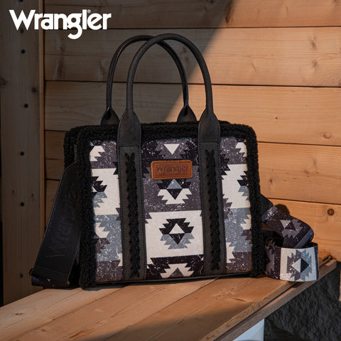 Wrangler Aztec Sherpa Trim Crossbody Purse