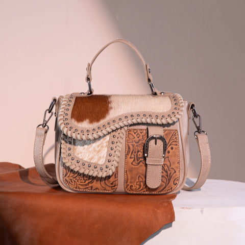 Trinity Ranch Hair-On Cowhide Saddle Crossbody Purse Set