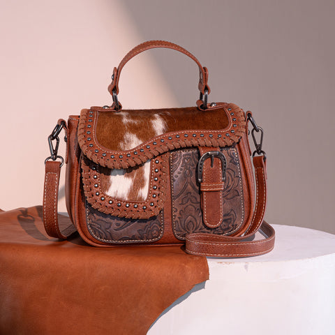 Trinity Ranch Hair-On Cowhide Saddle Crossbody Purse Set