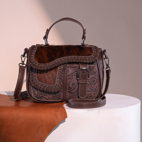 Trinity Ranch Hair-On Cowhide Saddle Crossbody Purse Set