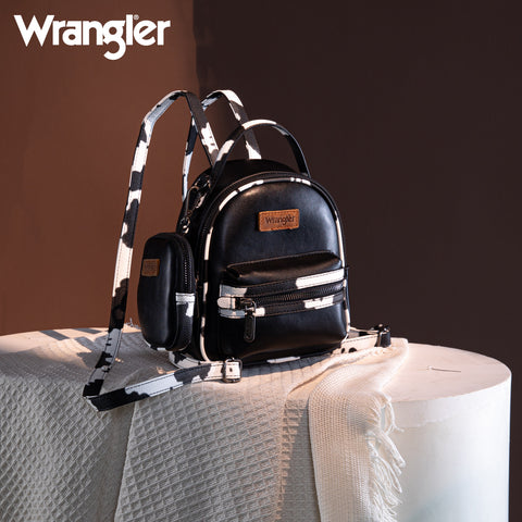 Wrangler Cow Print Decorated Zipper Backpack