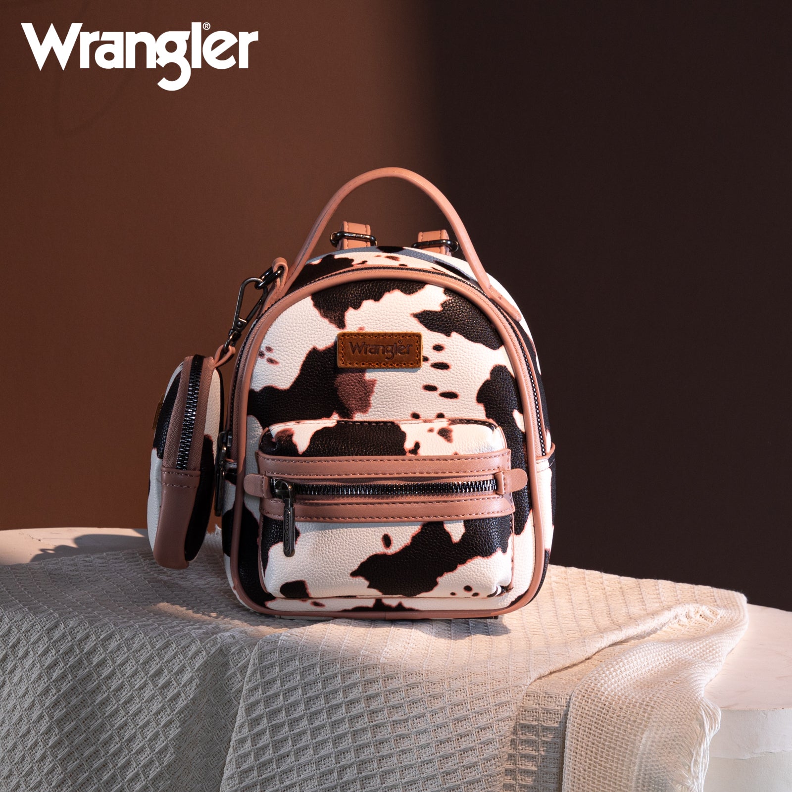 cow motif nappa leather backpack Natural Brown and White Print Cowhide MAHI Leather Designed with organization in mind Steve Madden Balyse - Brown