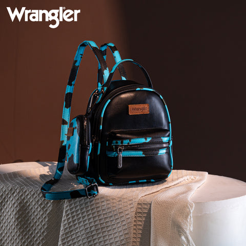 Wrangler Cow Print Decorated Zipper Backpack