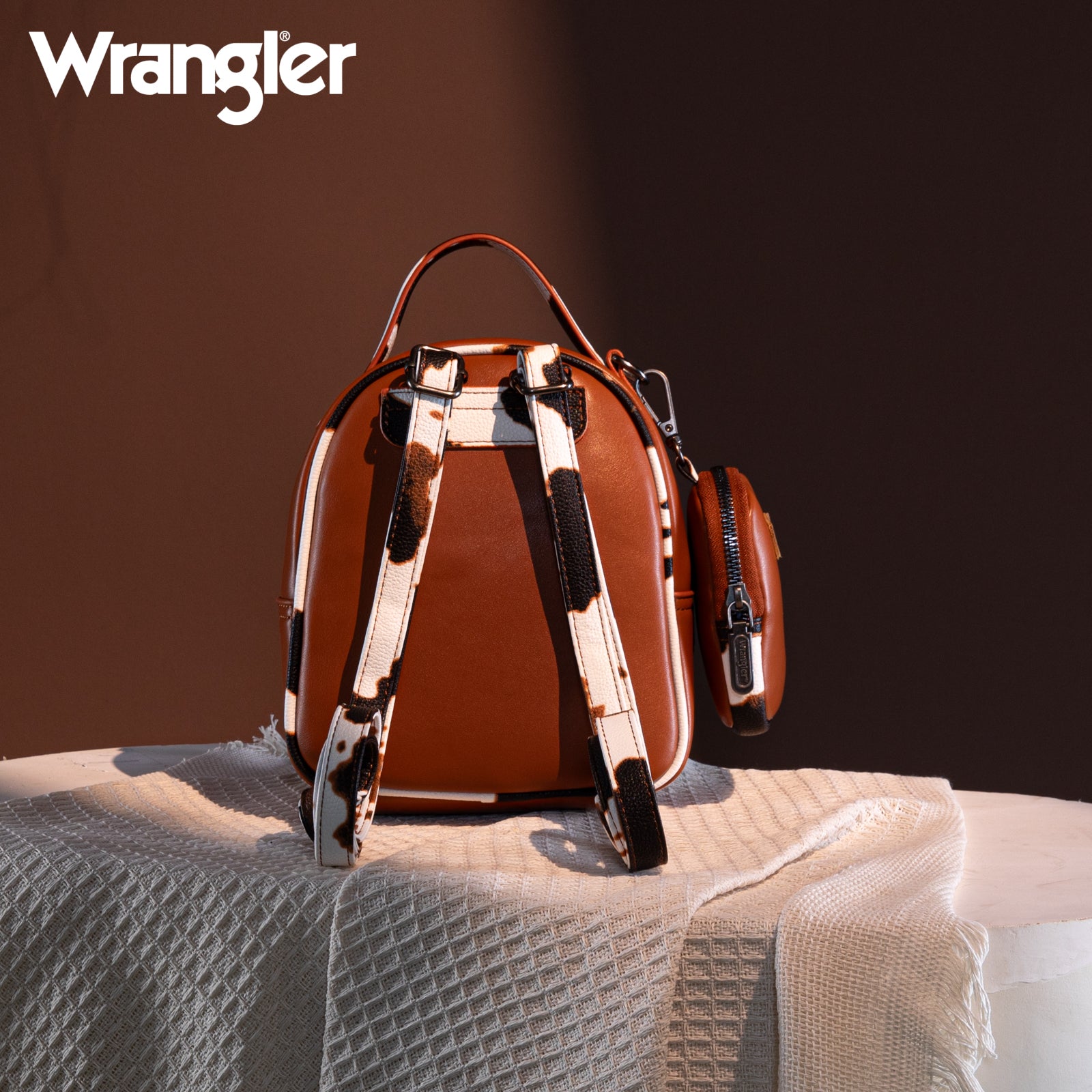 Wrangler Cow Print Decorated Zipper Backpack