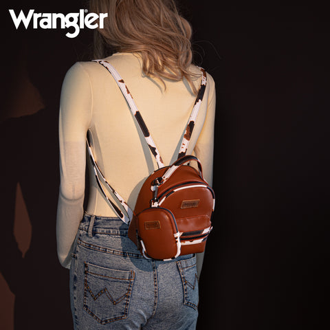 Wrangler Cow Print Decorated Zipper Backpack