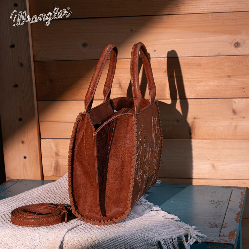 Wrangler Embroidered Boot Scroll Tote Bag Set