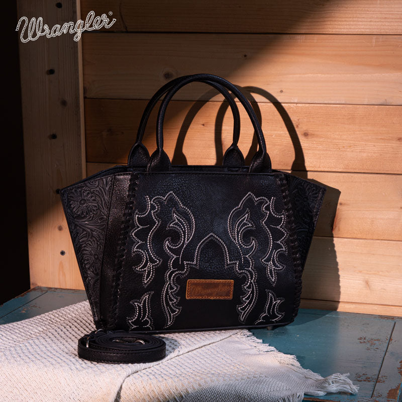 Wrangler Embroidered Boot Scroll Tote Bag Set