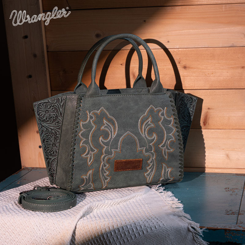 Wrangler Embroidered Boot Scroll Tote Bag Set