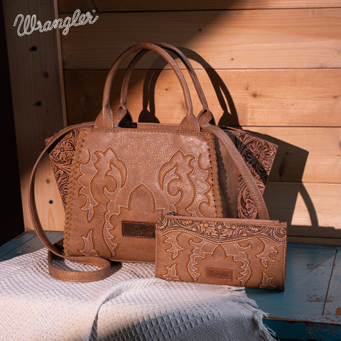 Wrangler Embroidered Boot Scroll Tote Bag Set