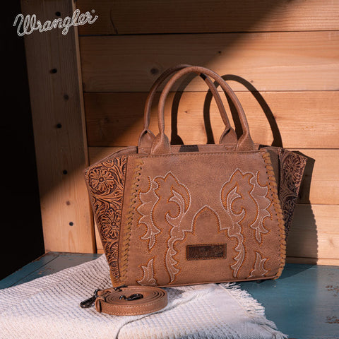 Wrangler Embroidered Boot Scroll Tote Bag Set