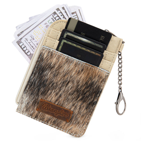 Wrangler Western Card Holder Wallet with Zip Pocket & Clip