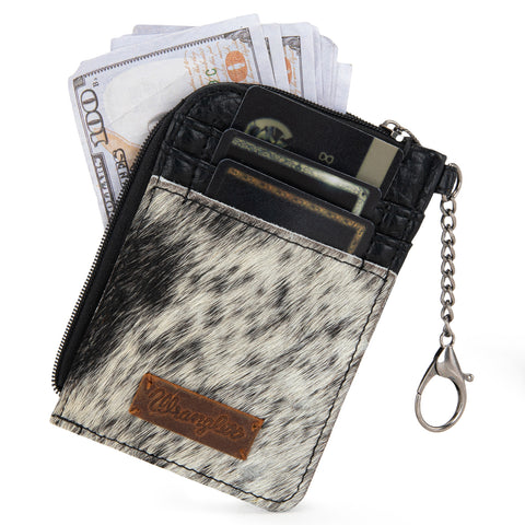 Wrangler Western Card Holder Wallet with Zip Pocket & Clip