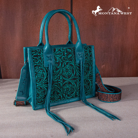 Montana West Fringe Tooled Tote Bag