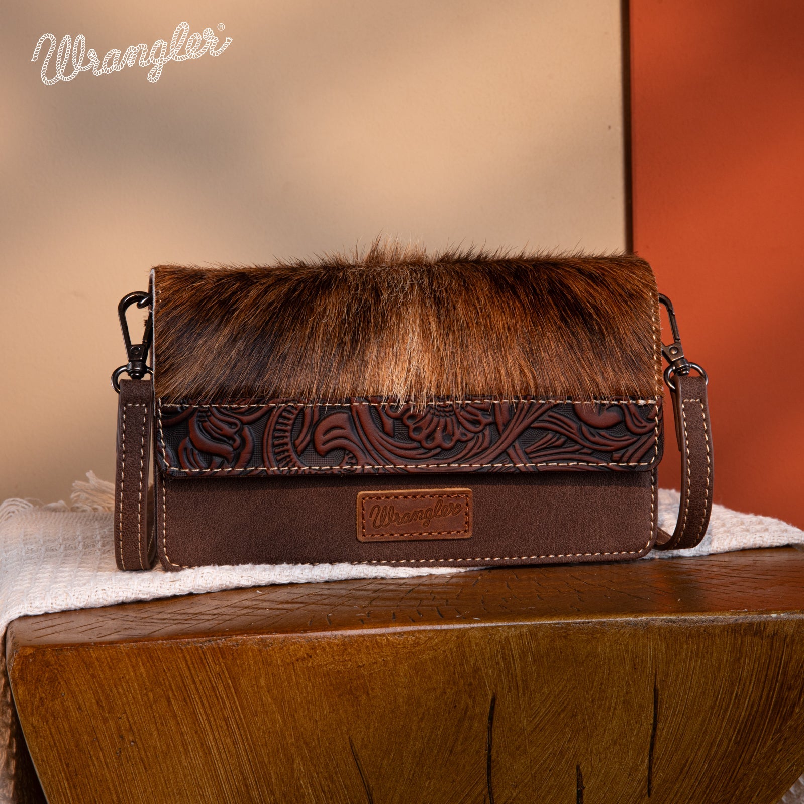 Wrangler Genuine Hair-On Cowhide Wallet/Crossbody