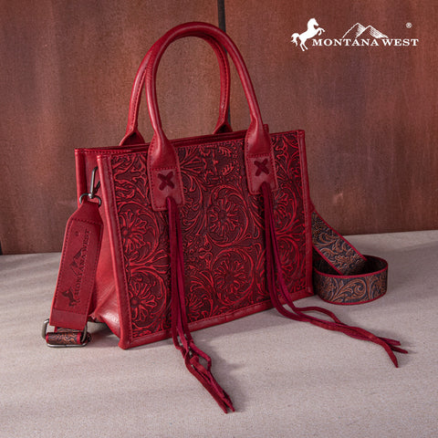 Montana West Fringe Tooled Tote Bag