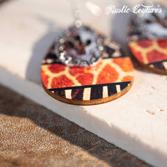 Rustic Couture's Cacus Hollow Out with Wooden Teardrop Shape Earring