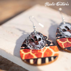 Rustic Couture's Cacus Hollow Out with Wooden Teardrop Shape Earring