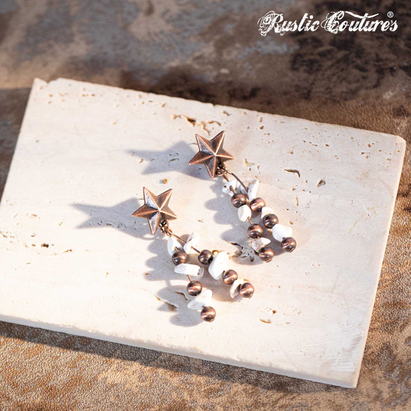 Rustic Couture's Chip Stone with Top Star Stud Earring