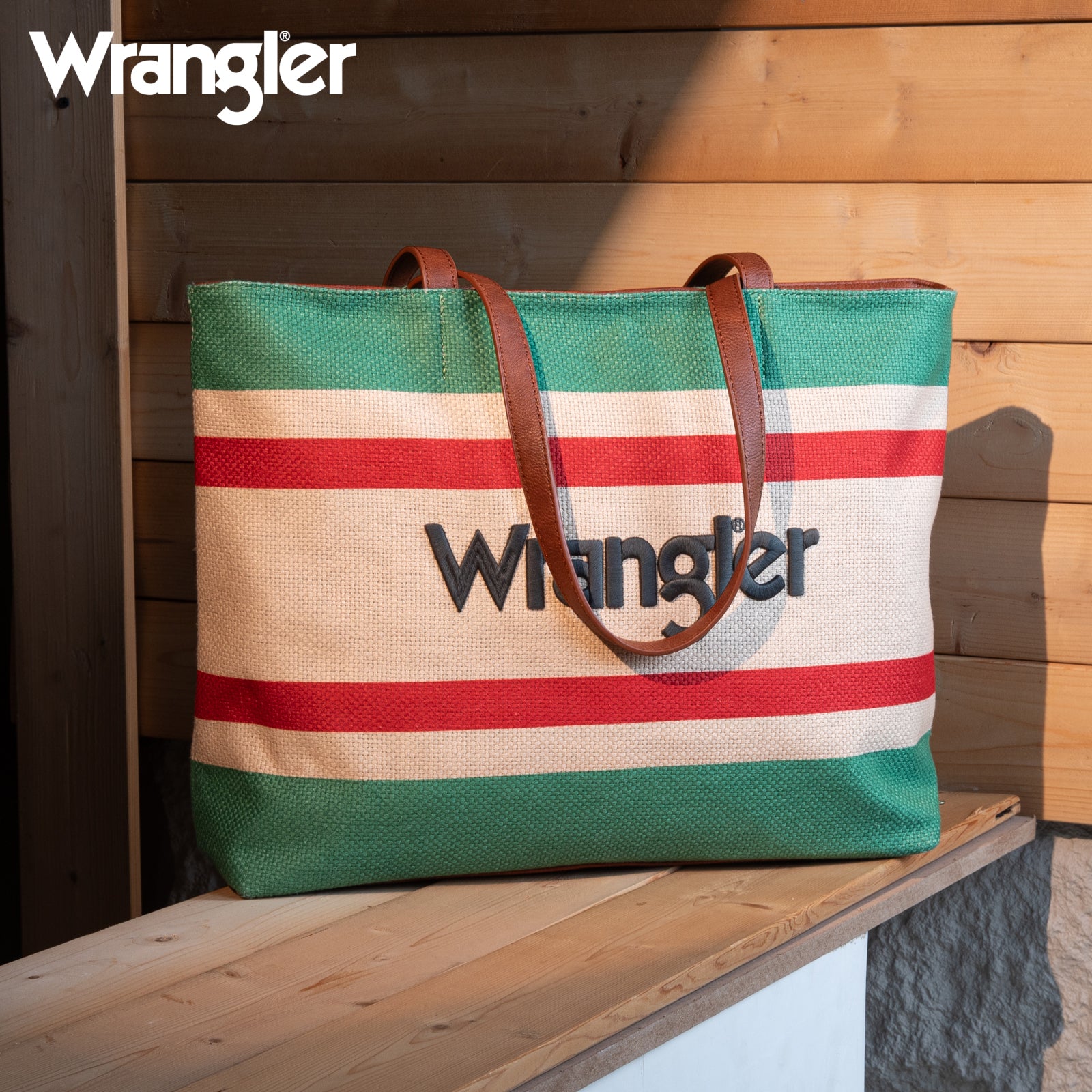 Wrangler Striped Canvas Tote Bag